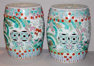 Lot 422 - Pair of Asian Porcelain Garden Seats Height 15...