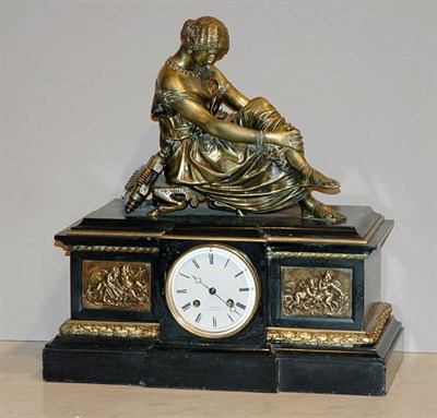 Lot 429 - French Black Slate Mantel Clock