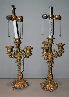 Lot 450 - Pair of Rococo Style Gilt-Metal Four-Light...