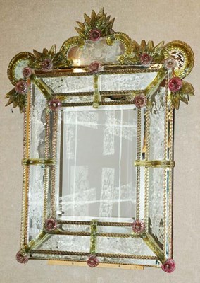Lot 367 - Venetian Etched Mirror Framed Mirror Height 51...