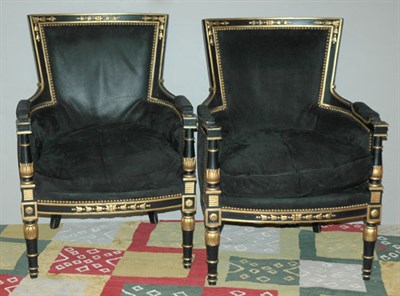 Lot 4479 - Pair of Louis XVI Style Gilt Decorated and...