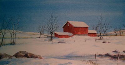 Lot 51 - John T. McCoy American, b. 1905 Red Barn in...