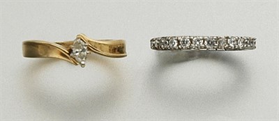 Lot 2510 - Diamond Ring and Simulated Diamond Band Ring
