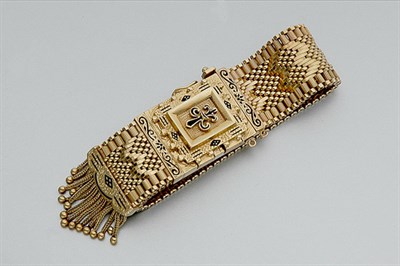 Lot 487 - Gold and Enamel Bracelet-Watch