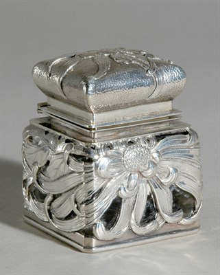 Lot 4283 - Japanese Silver and Glass Inkpot Chrysanthemum...