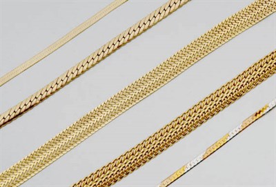 Lot 459 - Fourteen Gold Bracelets and One Gold-Filled Bracelet