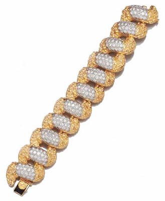 Lot 3592 - Two-Color Gold and Diamond Bracelet