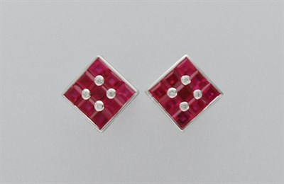Lot 3123 - Pair of Ruby and Diamond Cufflinks