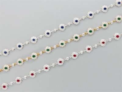 Lot 3100 - Three Gem-Set and Diamond Bracelets
