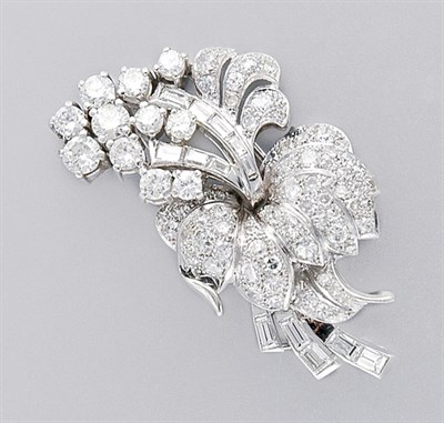 Lot 3185 - Diamond Flower Clip Brooch