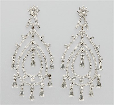 Lot 3162 - Pair of Diamond Pendant Earrings