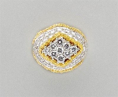 Lot 3078 - Two-Color Gold and Diamond Dome Ring