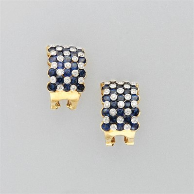 Lot 3030 - Pair of Sapphire and Diamond Earclips