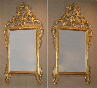 Lot 4415 - Pair of Rococo Style Gilt-Wood Mirrors Height...