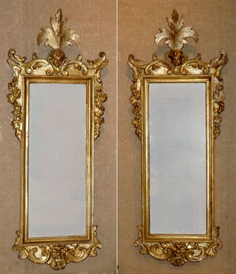 Lot 4134 - Pair of Rococo Style Gilt-Wood Mirrors Height...
