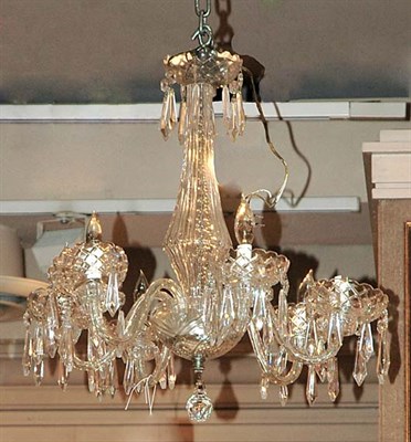 Lot 461 - Georgian Style Cut Glass Six-Light Chandelier