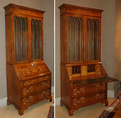 Lot 4393 - Georgian Style Marquetry Inlaid Burl-Wood and...