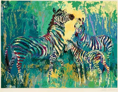 Lot 4338 - Leroy Neiman ZEBRA FAMILY Color screenprint,...