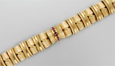 Lot 3101 - Gold and Ruby Bracelet Watch
