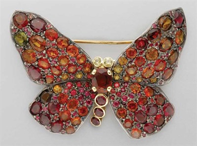 Lot 3109 - Multicolored Garnet Butterfly Clip Brooch