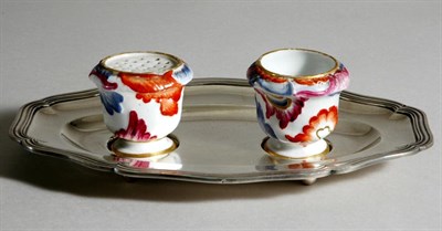 Lot 4614 - French Silver and Pottery Desk Set Height 2...