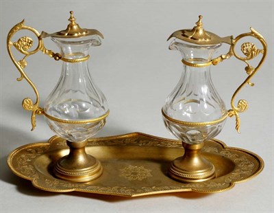 Lot 4623 - French Gilt-Metal and Glass Cruet Set Height 6...