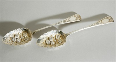 Lot 4628 - Pair of English Silver Berry Spoons Total...