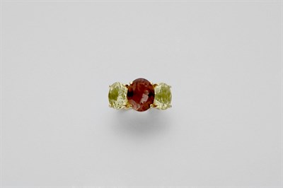 Lot 790 - Bi-Color Tourmaline and Lemon Quartz Ring