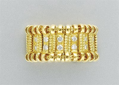 Lot 3175 - Flexible Gold and Diamond Band Ring