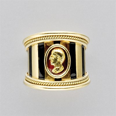 Lot 3190 - Gold and Enamel Band Ring