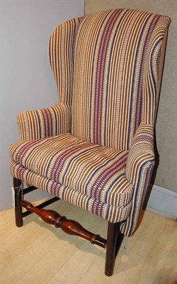 Lot 4168 - Georgian Style Upholstered Walnut Wing Chair