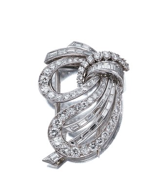 Lot 3624 - Diamond Bow Clip Brooch