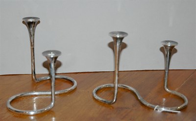 Lot 4636 - Pair of Danish Silver Two-Light Candelabra...