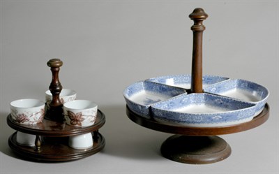 Lot 4638 - Two English Pottery Table Servers in Mahogany...