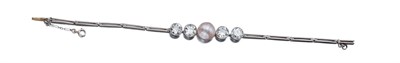 Lot 3563 - Natural Pink Pearl and Diamond Bracelet