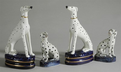 Lot 4652 - Two Pairs of Staffordshire Pottery Dogs Height...