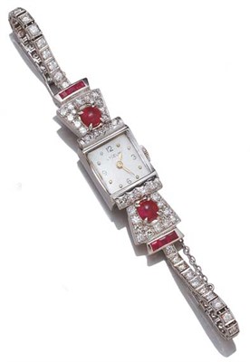 Lot 3635 - Diamond and Ruby Wristwatch