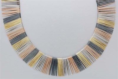 Lot 3204 - Tricolor Anodized and Sterling Silver Fringe Necklace