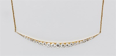 Lot 3213 - Gold and Diamond Crescent Pendant Necklace