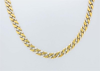 Lot 3216 - Two-Color Gold and Diamond Chain Necklace