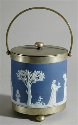 Lot 4656 - Wedgwood Blue Jasper Porcelain Biscuit Barrel...