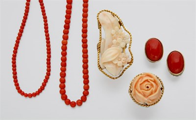 Lot 305 - Group of Coral Jewelry