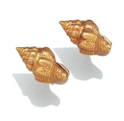 Lot 3601 - Pair of Gold Shell Cufflinks