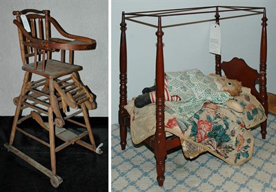 Lot 1169 - Canopy Doll Bed; Together with a Diminutive...