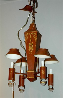 Lot 463 - Tole Four-Light Chandelier