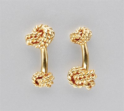 Lot 3233 - Pair of Gold Loveknot Cufflinks
