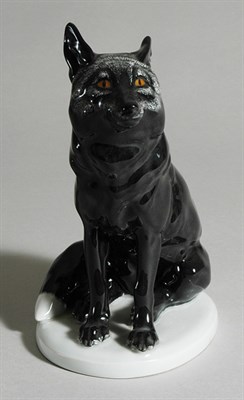 Lot 4668 - Meissen Porcelain Wolf Height 7 1/2 inches.