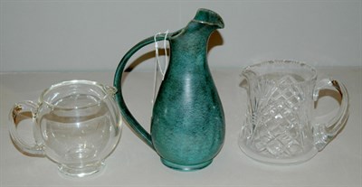 Lot 4253 - Two Glass Water Pitchers; Together with a...