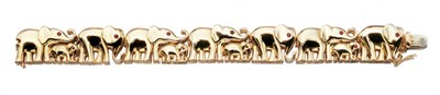 Lot 3502 - Gold and Ruby Elephant Bracelet