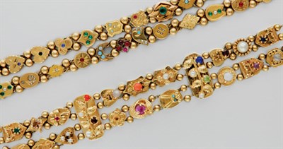 Lot 3303 - Two Gold and Gem-Set Bracelets